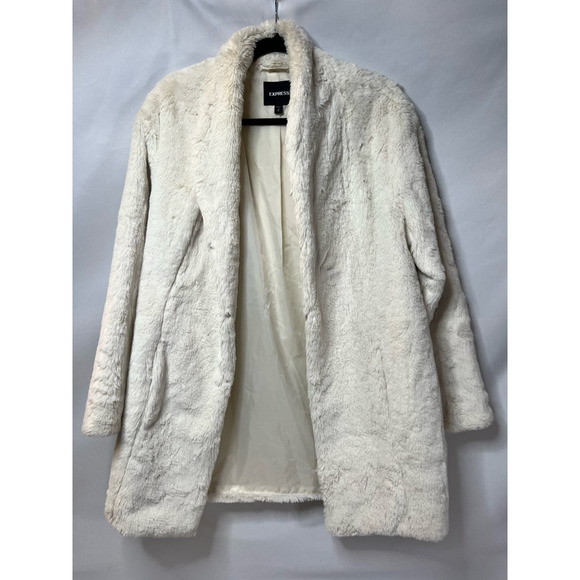 Express Jackets & Blazers - Express Womens Dress Coat White Open Lined Faux Fur Formal Glam S